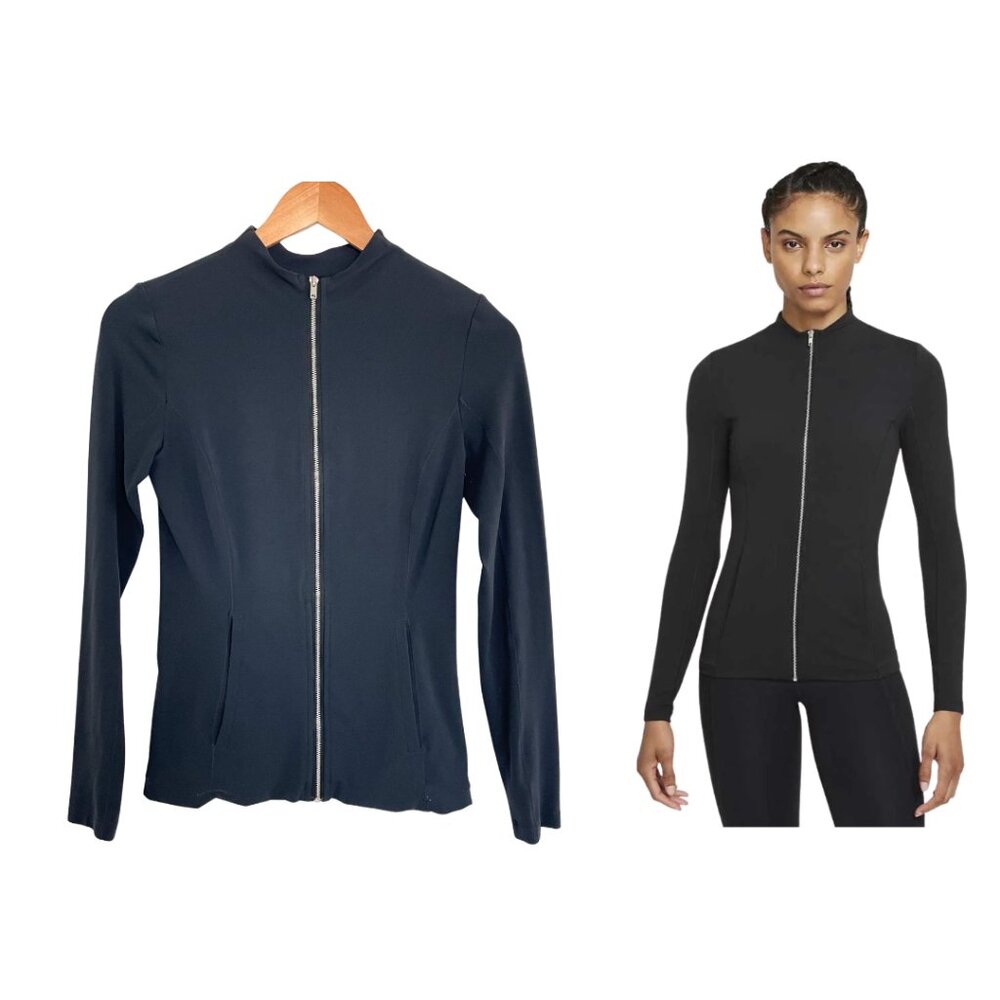 Nike Jacket Women Small Black Yoga Luxe Dri-Fit Full Zip DD5533-010 Stretch